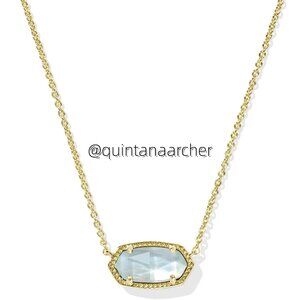 Elisa Gold Pendant Necklace in Light Blue Illusion